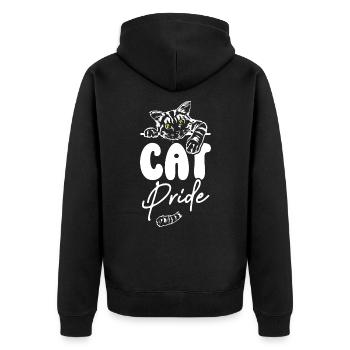 Cat Pride - Unisex Premium Bio Zip Hoodie - Schwarz - Hinten - Nico (187cm)