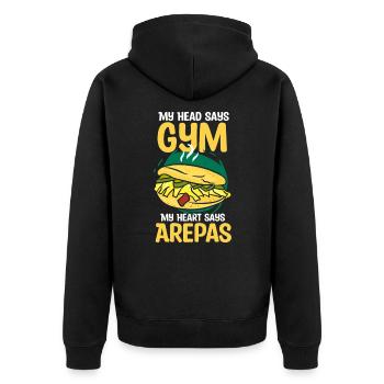 Arepas Venezuelan Kitchen Design - Unisex Premium Organic Zip Hoodie - black - Back - Nico (187cm)