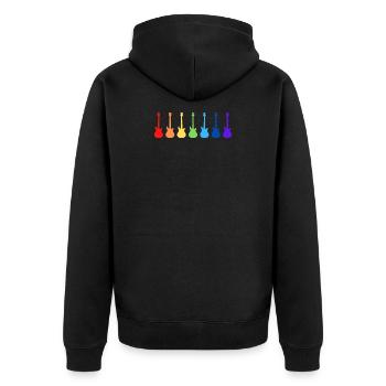 Gitarren Musik LGBT GAY Pride Shirt Guitar Rainbow - Unisex Premium Organic Zip Hoodie - black - Back - Nico (187cm)