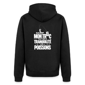 Mon truc version pêche pêcheur rigolo - Veste à capuche bio Premium Unisexe - noir - Dos - Nico (187cm)