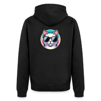 Cat with sunglasses in pastel - Unisex Premium Organic Zip Hoodie - black - Back - Nico (187cm)