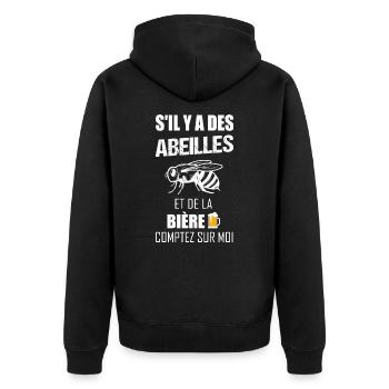 S'il y a des abeilles et de la bière t-shirt - Veste à capuche bio Premium Unisexe - noir - Dos - Nico (187cm)