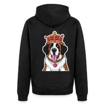 Cute and funny Saint Bernard cartoon dog - Unisex Premium Organic Zip Hoodie - black - Back - Nico (187cm)