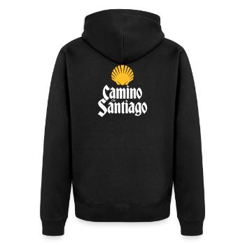 Camino de Santiago | Santiago - Unisex Premium Organic Zip Hoodie - black - Back - Nico (187cm)