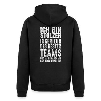 Ingenieur Beruf Job Karriere lustige Sprüche - Unisex Premium Bio Zip Hoodie - Schwarz - Hinten - Nico (187cm)