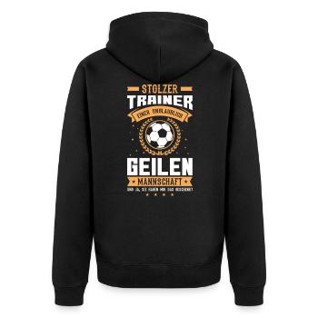 Fußballtrainer Trainer Geschenk - Unisex Premium Bio Zip Hoodie - Schwarz - Hinten - Nico (187cm)