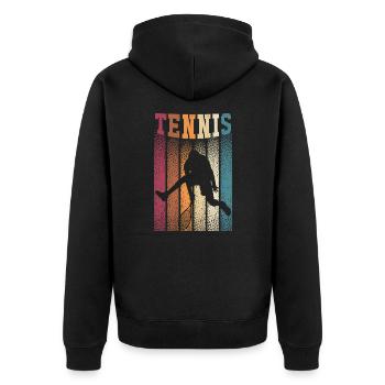 Tennisspieler Tennisschläger Tennisplatz Geschenk - Unisex Premium Bio Zip Hoodie - Schwarz - Hinten - Nico (187cm)
