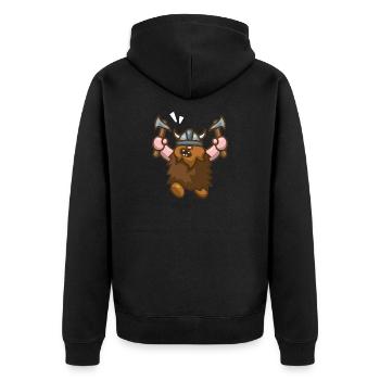 Funny Viking - Unisex Premium Organic Zip Hoodie - black - Back - Nico (187cm)