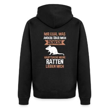 Ratte Haustier Nagetier Ratte - Unisex Premium Bio Zip Hoodie - Schwarz - Hinten - Nico (187cm)