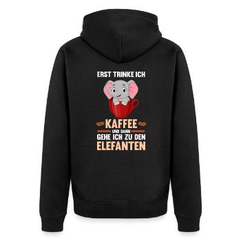 Elefantzüchter Elefanten Elefant - Unisex Premium Bio Zip Hoodie - Schwarz - Hinten - Nico (187cm)