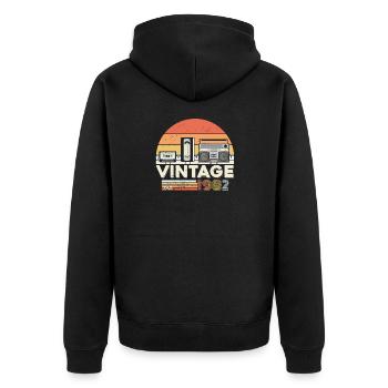 Vintage 1982 40. Geburtstag Geschenk Vierzig Jahre - Unisex Premium Bio Zip Hoodie - Schwarz - Hinten - Nico (187cm)