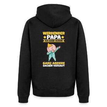 Vater Vatertag Werdender Papa - Unisex Premium Bio Zip Hoodie - Schwarz - Hinten - Nico (187cm)
