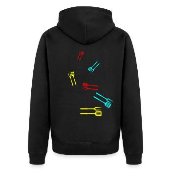 Grill tongs Grill Symbol - Unisex Premium Organic Zip Hoodie - black - Back - Nico (187cm)