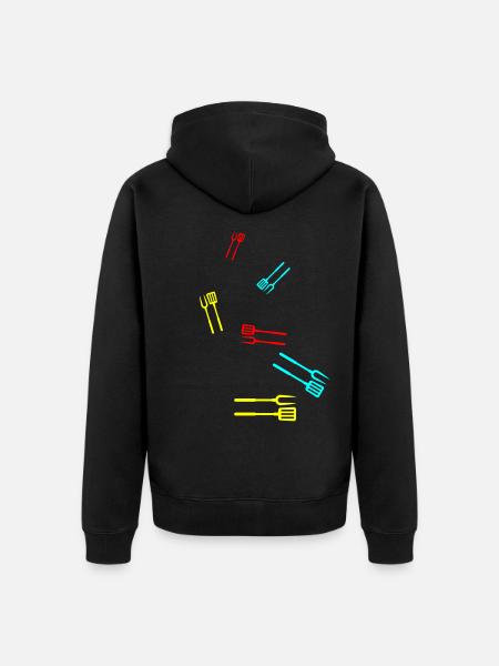 Grillzange Grillen Symbol - Unisex Premium Bio Zip Hoodie - Schwarz