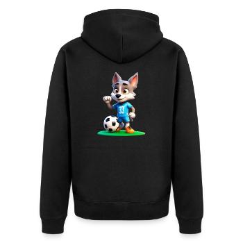 Wolf Soccer 2 - Unisex Premium Bio Zip Hoodie - Schwarz - Hinten - Nico (187cm)