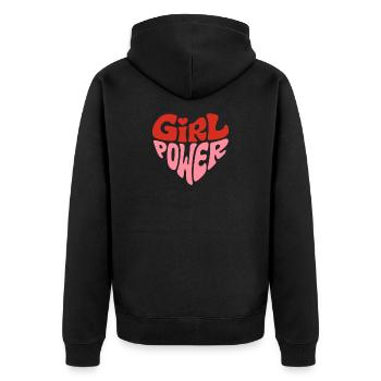 Féministe Girl Power Heart Design - Veste à capuche bio Premium Unisexe - noir - Dos - Nico (187cm)