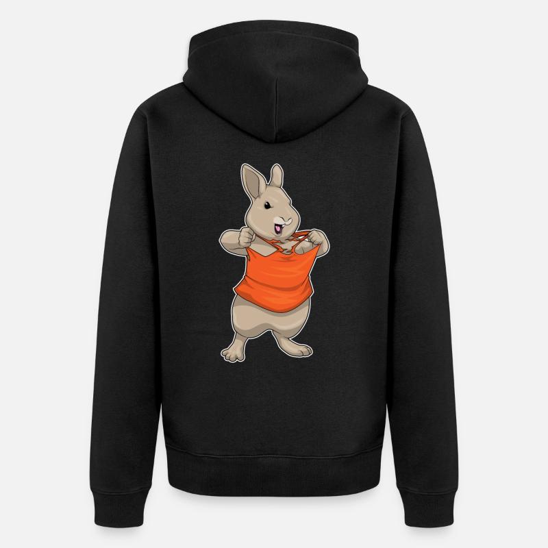 Bunny Bodybuilder Musculation - Veste à capuche bio Premium Unisexe - noir