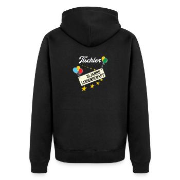 Tischler Jubiläum 10 Jahre Schreiner Jubi 10ten - Unisex Premium Bio Zip Hoodie - Schwarz - Hinten - Nico (187cm)