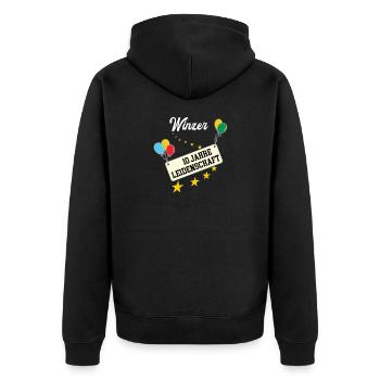 Winzer 10 jähriges Jubiläum Weingut 10 Jahre Wein - Unisex Premium Bio Zip Hoodie - Schwarz - Hinten - Nico (187cm)