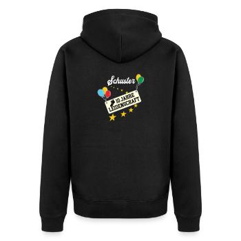 Schuster 10 jähriges Jubiläum Schusterei 10 Jahre - Unisex Premium Bio Zip Hoodie - Schwarz - Hinten - Nico (187cm)