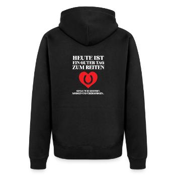 Heute Ist Ein Guter Tag Zum Reiten Pferde Reiter - Unisex Premium Bio Zip Hoodie - Schwarz - Hinten - Nico (187cm)