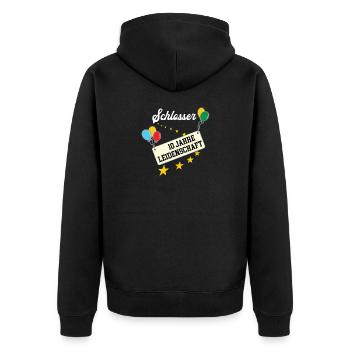 Schlosser 10 Jahre Jubiläum 10 jähriges Jubi - Unisex Premium Bio Zip Hoodie - Schwarz - Hinten - Nico (187cm)
