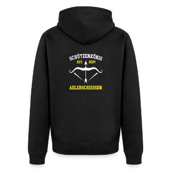 Schützenkönig 2024 Adlerschiessen Schützenfest - Unisex Premium Bio Zip Hoodie - Schwarz - Hinten - Nico (187cm)