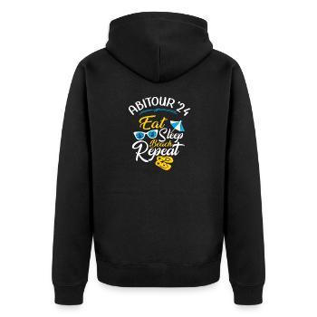 Abi Tour 2024 Abireise Abifahrt Abitur Party Feier - Unisex Premium Bio Zip Hoodie - Schwarz - Hinten - Nico (187cm)