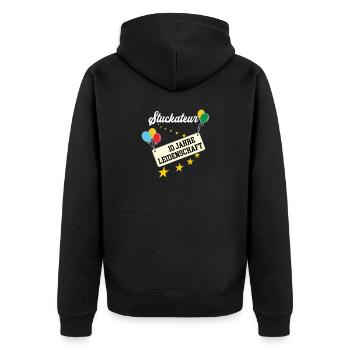 Stuckateur 10 jähriges Jubiläum Stuckateure 10. - Unisex Premium Bio Zip Hoodie - Schwarz - Hinten - Nico (187cm)