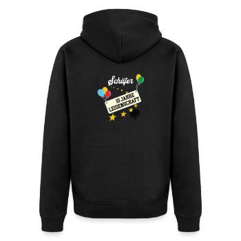 Schäfer 10 jähriges Jubiläum Schäferei 10 Jahre - Unisex Premium Bio Zip Hoodie - Schwarz - Hinten - Nico (187cm)