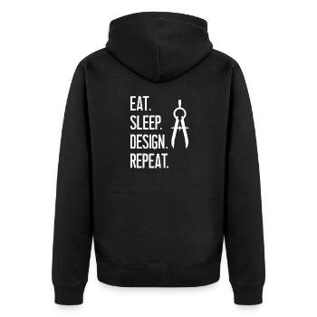 Architektur Design Architects Designer Architekten - Unisex Premium Bio Zip Hoodie - Schwarz - Hinten - Nico (187cm)