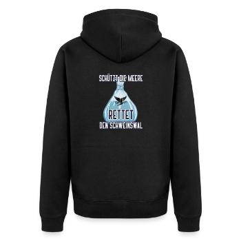 Schützt die Meere Wal Tierschutz Wale Schweinswal - Unisex Premium Bio Zip Hoodie - Schwarz - Hinten - Nico (187cm)
