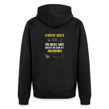 Abitur 2025 Schulabschluss Abi Gymnasium Matura - Unisex Premium Bio Zip Hoodie - Schwarz - Hinten - Nico (187cm)