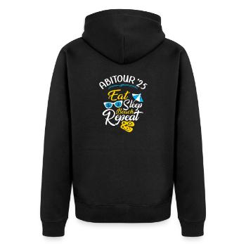 Abitour 2025 Abireise Abifahrt Abitur Party Feier - Unisex Premium Bio Zip Hoodie - Schwarz - Hinten - Nico (187cm)