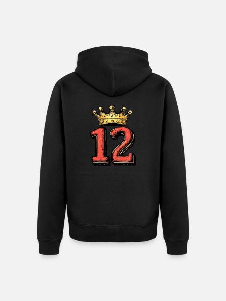 12 Number Crown - Unisex Premium Organic Zip Hoodie - black