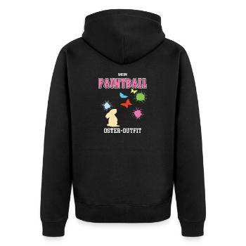 Paintballer Ostern Paintball Spieler Oster Outfit - Unisex Premium Bio Zip Hoodie - Schwarz - Hinten - Nico (187cm)