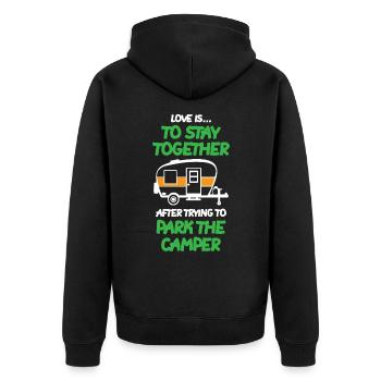 The Camper Van - Unisex Premium Bio Zip Hoodie - Schwarz - Hinten - Nico (187cm)