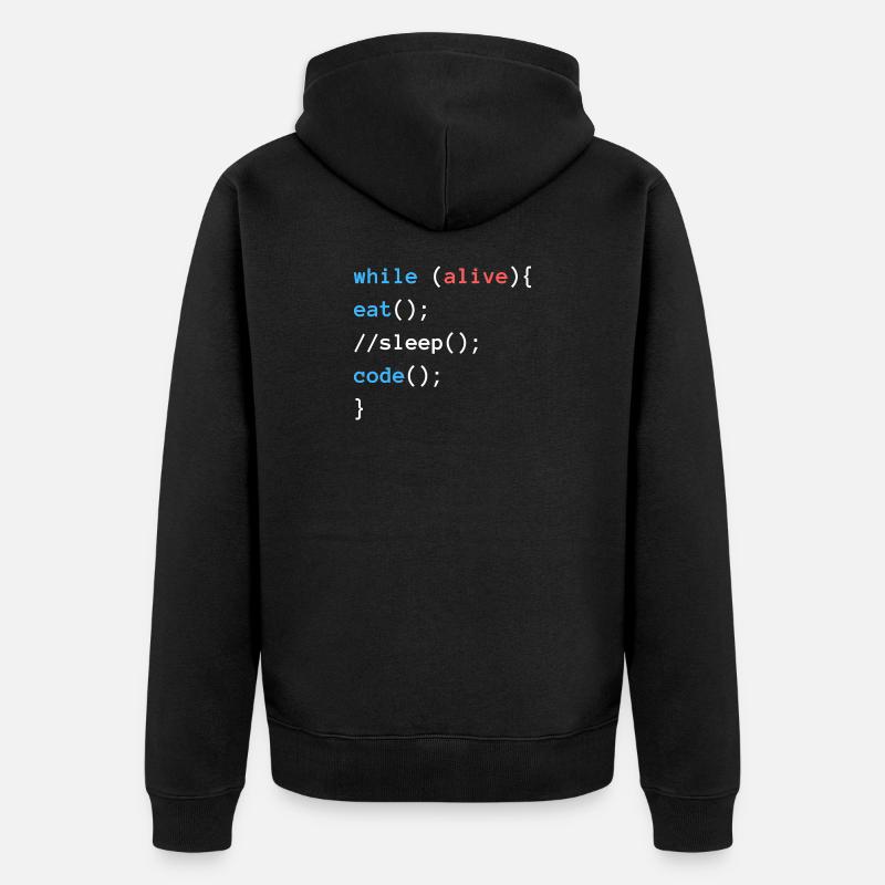 Eat Sleep Code | Programmierer Design - Unisex Premium Bio Zip Hoodie - Schwarz