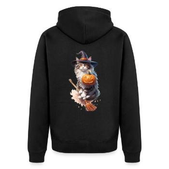 Norwegische Waldkatze - Unisex Premium Bio Zip Hoodie - Schwarz - Hinten - Nico (187cm)