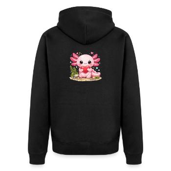Axolotl - Unisex Premium Bio Zip Hoodie - Schwarz - Hinten - Nico (187cm)