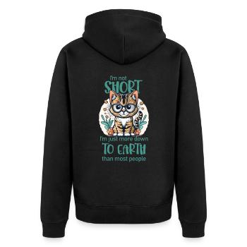 I'm not short.- For cat lovers - Unisex Premium Organic Zip Hoodie - black - Back - Nico (187cm)