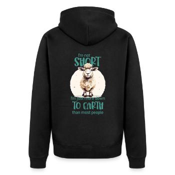 I'm not short. - Sheep lovers - Unisex Premium Organic Zip Hoodie - black - Back - Nico (187cm)