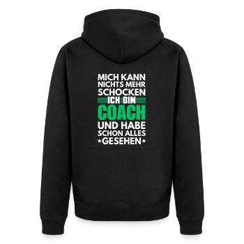 Unshockable Coach - Unisex Premium Organic Zip Hoodie - black - Back - Nico (187cm)