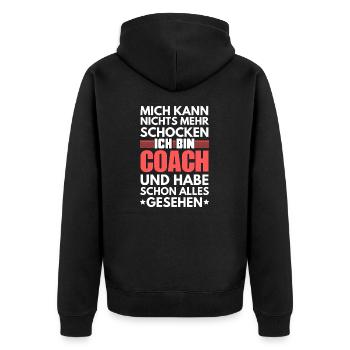 Unshockable Coach - Unisex Premium Organic Zip Hoodie - black - Back - Nico (187cm)