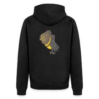 Steampunk Eule - Unisex Premium Bio Zip Hoodie - Schwarz - Hinten - Nico (187cm)