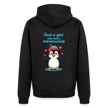 Just a girl who loves penguins. - Unisex Premium Organic Zip Hoodie - black - Back - Nico (187cm)