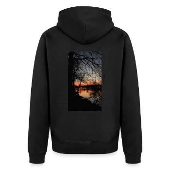 Sunset over the lake - Unisex Premium Organic Zip Hoodie - black - Back - Nico (187cm)