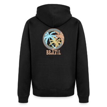Brasilien - Unisex Premium Bio Zip Hoodie - Schwarz - Hinten - Nico (187cm)