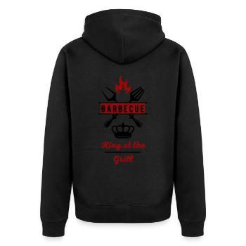 Barbecue King at the Grill-BBQ Spass - Unisex Premium Bio Zip Hoodie - Schwarz - Hinten - Nico (187cm)