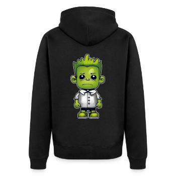 Monstre vert mignon - Veste à capuche bio Premium Unisexe - noir - Dos - Nico (187cm)